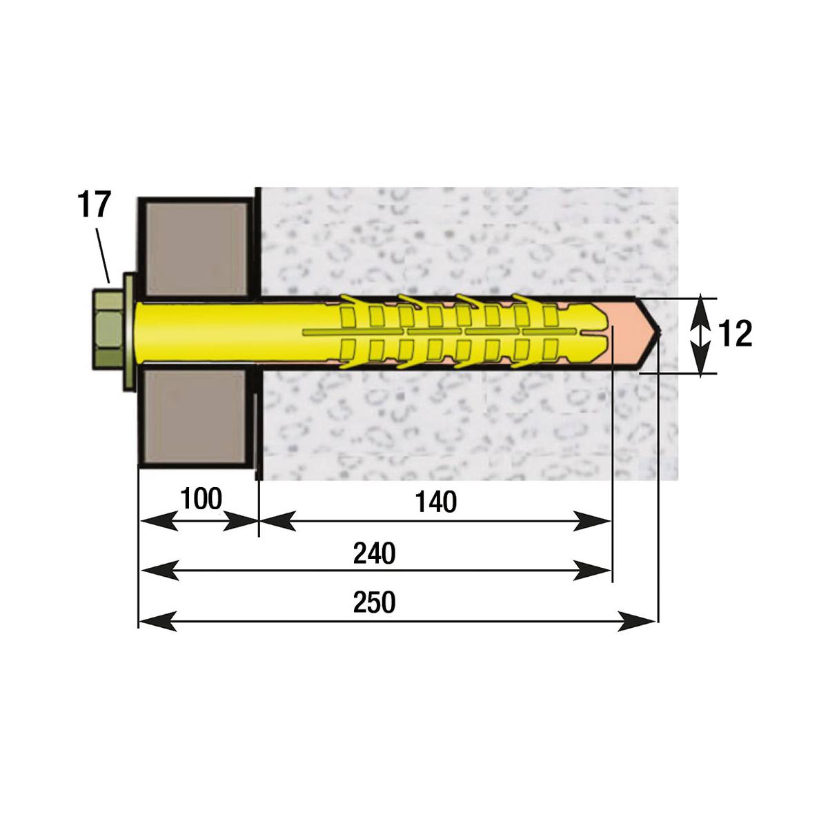 CHEVILLE MENUISERIE CHARGE MOYENNE 12 X 240 MM