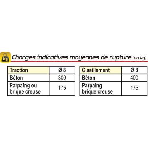 BOÎTE 25 CHEVILLES CQLV 8 X 80 MM