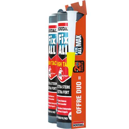 MASTIC COLLE FIX ALL HIGH TACK BLANC CARTOUCHE 290 ML (2 CARTOUCHES)