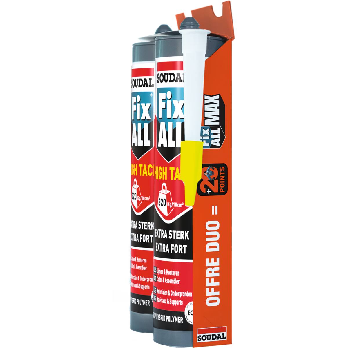 MASTIC COLLE FIX ALL HIGH TACK BLANC CARTOUCHE 290 ML (2 CARTOUCHES)