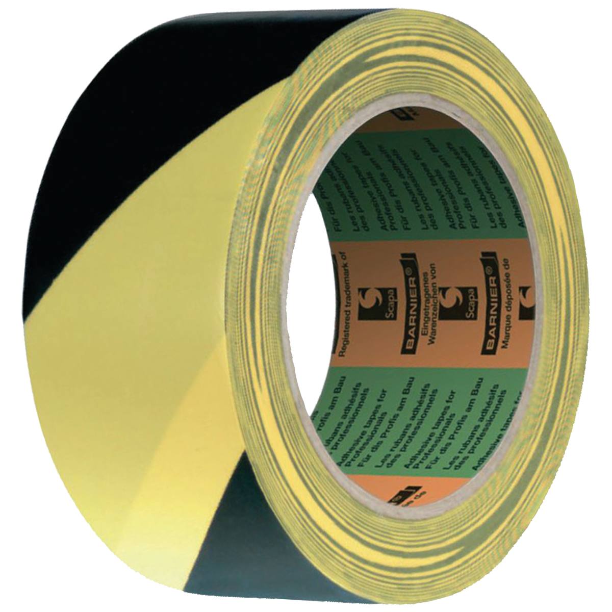 RUBAN ADHÉSIF DE SIGNALISATION JAUNE ET NOIR 33 mm x 50 m