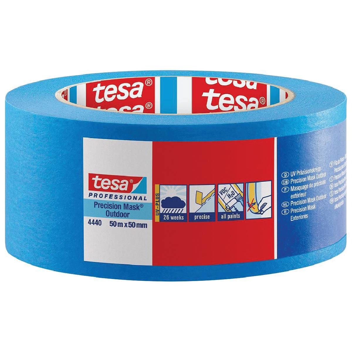 RUBAN ADHÉSIF DE MASQUAGE 50m x 50mm RÉSISTANT AUX UV ET À L'HUMIDITÉ