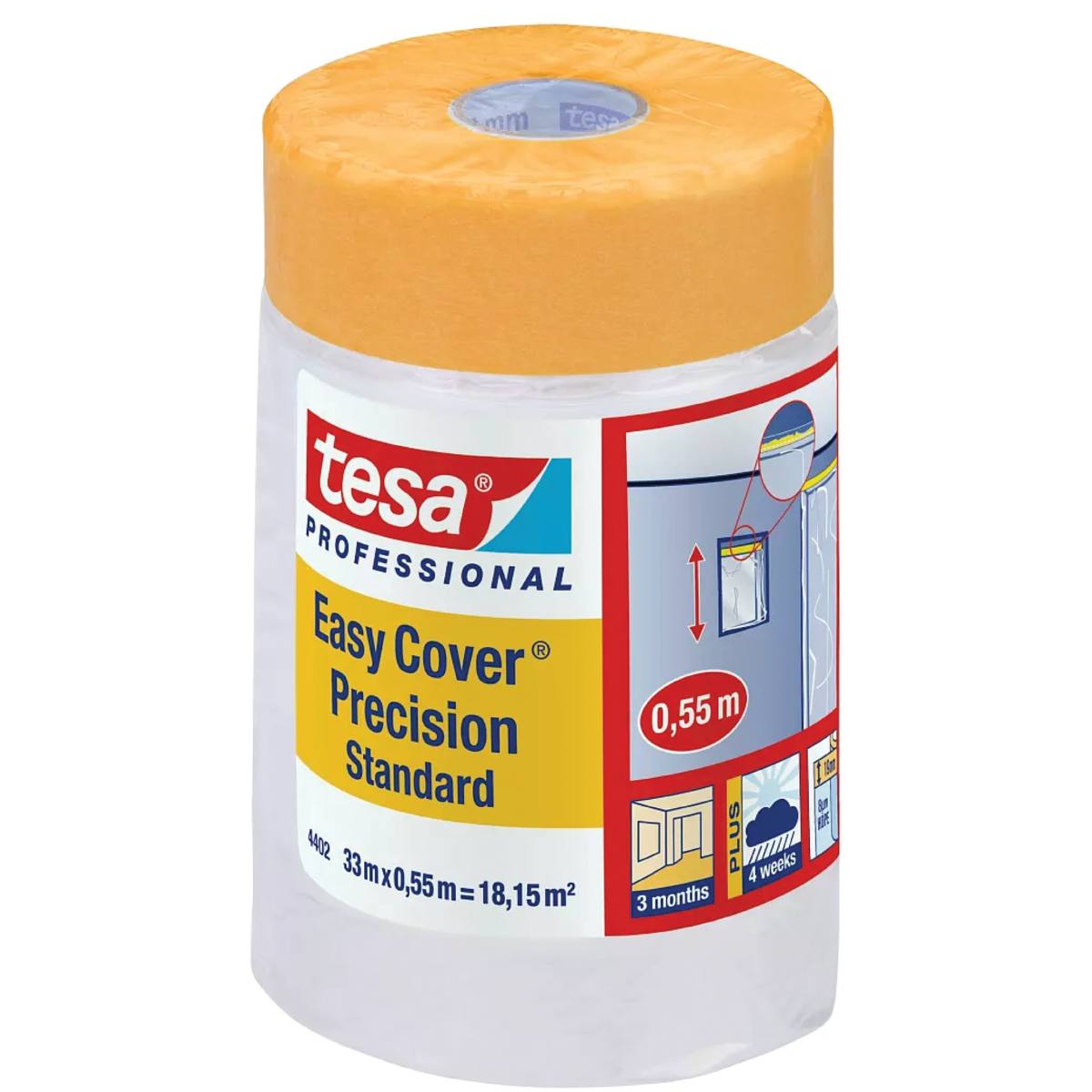 FILM TRANSPARENT 33m x 550mm AVEC ADHÉSIF POUR PROTECTION DE SURFACE INTÉRIEURE