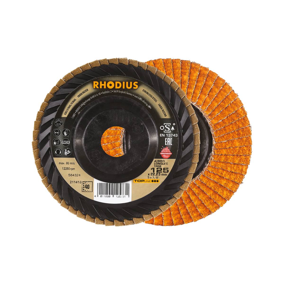 DISQUE À LAMELLES PLATES EXTRA-LONGUES À GR. CERAMIQUE Ø125×22,23 GR. 60