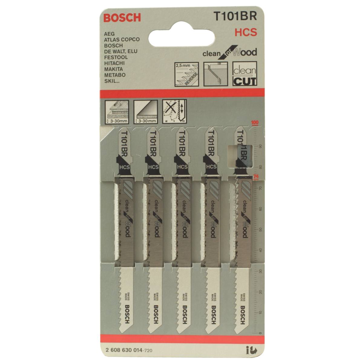 CARTE DE 5 LAMES DE SCIE SAUTEUSE T 101 AO POUR LE BOIS