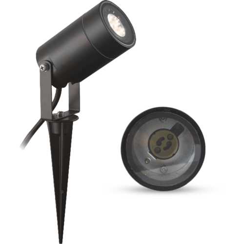 PROJECTEUR PIQUET LED + DOUILLE GU10 NOIR