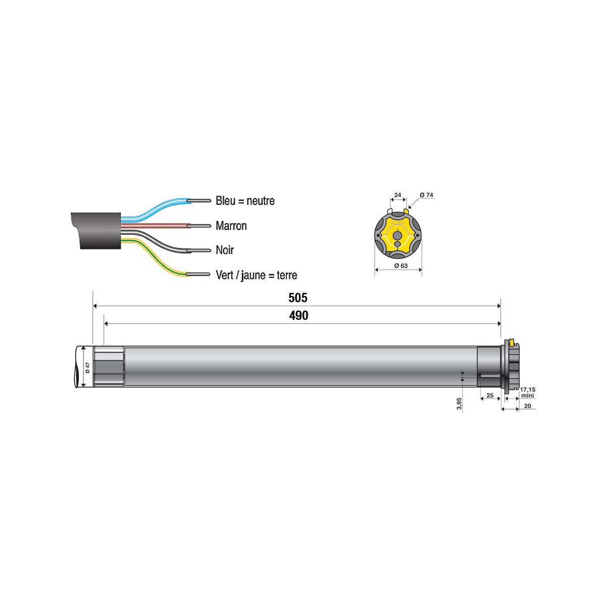 MOTEUR TUBULAIRE LT 50 ARIANE 6/17 POUR VOLET ROULANT
