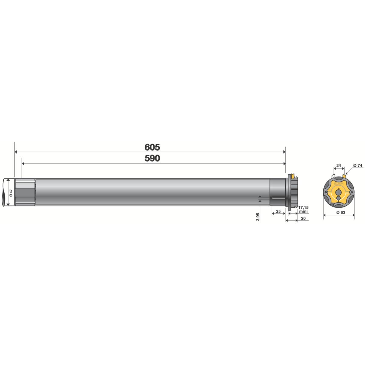 MOTEUR TUBULAIRE LT 50 VECTRAN FILAIRE 50/12 POUR STORES SANS COFFRE ET VOLETS ROULANTS