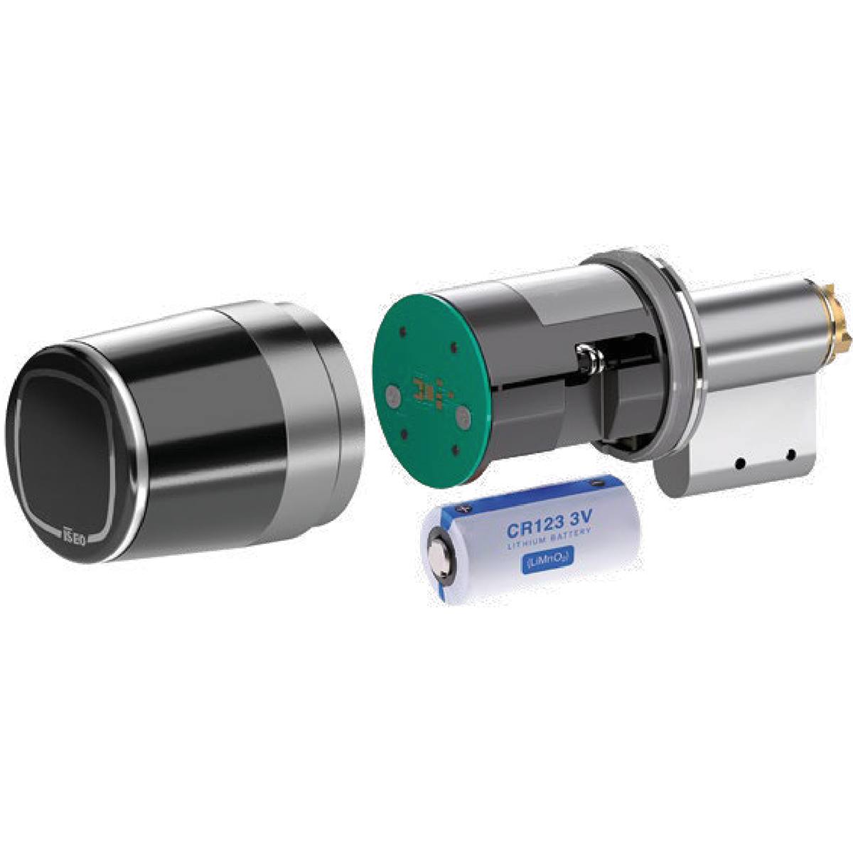 CYLINDRE ÉLECTRONIQUE À BOUTON LIBRA - INOX/NOIR 40+40