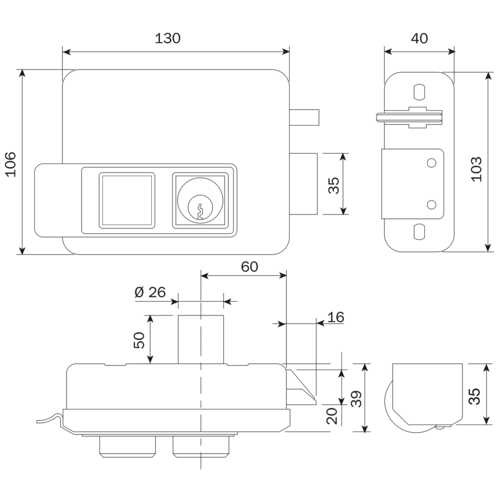 SERRURE ÉLECTRIQUE GAUCHE À TIRAGE POUR GRILLE