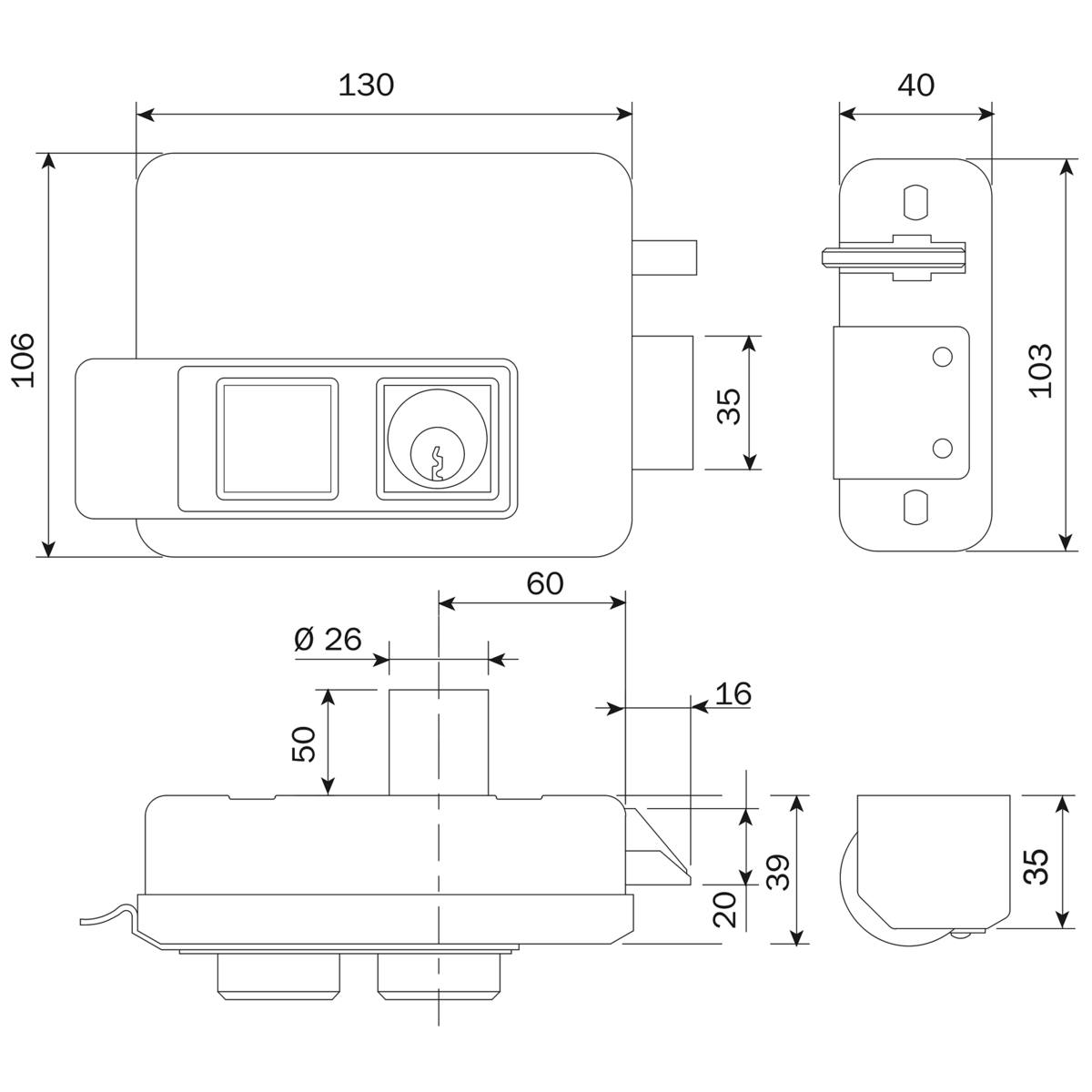 SERRURE ÉLECTRIQUE GAUCHE À TIRAGE POUR GRILLE