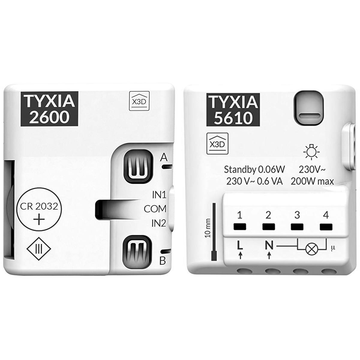 PACK TYXIA 501 POUR ÉCLAIRAGE MARCHE/ARRÊT AVEC 2 INTERRUPTEURS SANS FIL