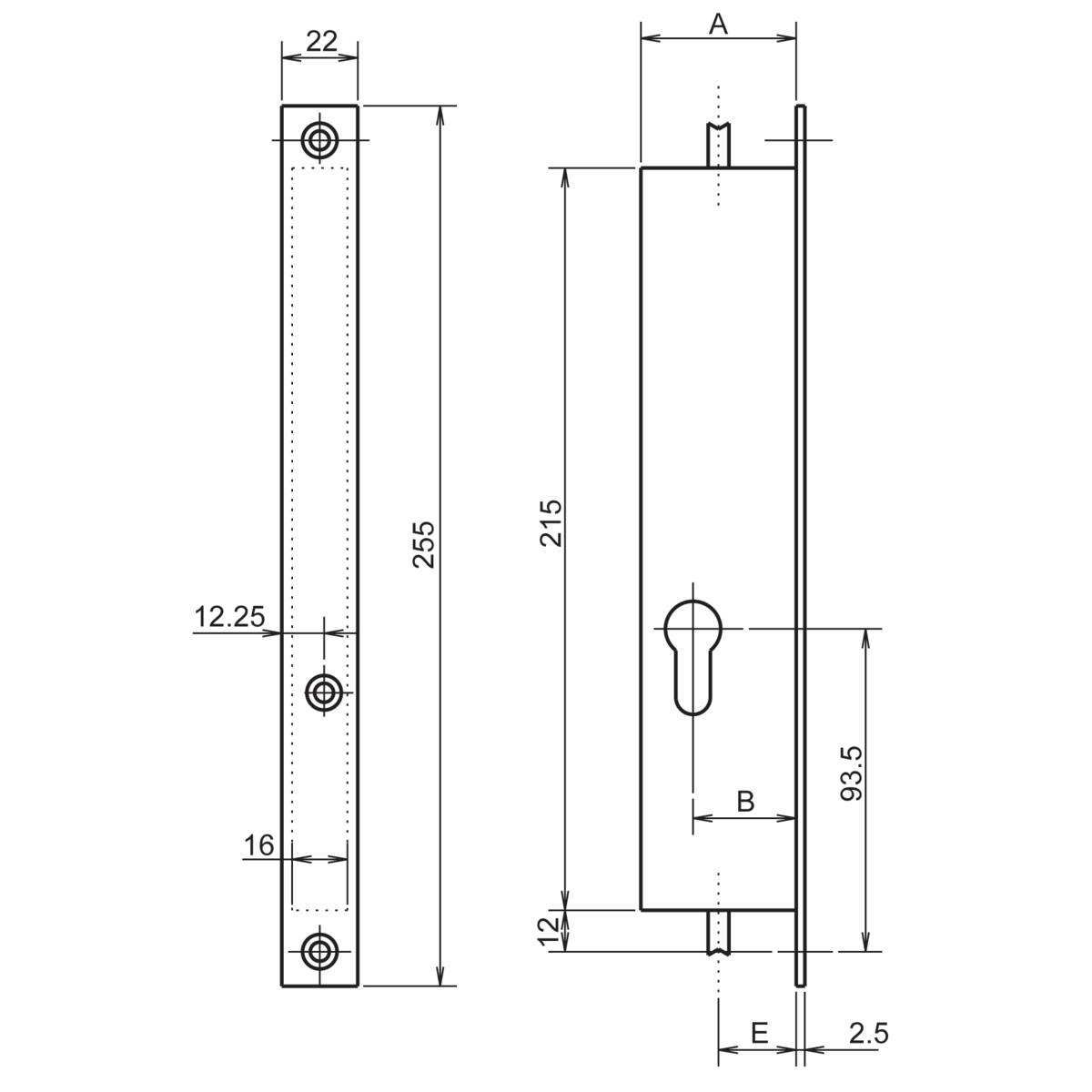 SERRURE 2 POINTS COFFRE 39,5 MM À TRINGLES 30