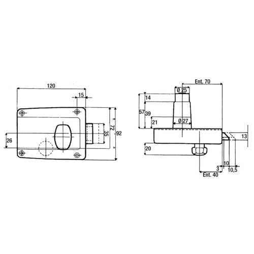 SERRURE DE GARAGE À CYLINDRE POUSSOIR ET BOUTON