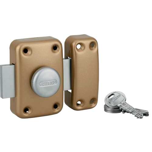 VERROU APACHE À CYLINDRE 40 MM ET BOUTON S'ENTROUVRANT