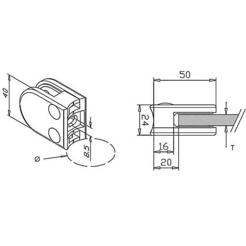 PINCE POUR VITRAGE SUR TUBE ROND