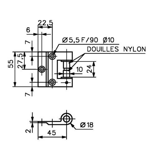 FICHE 3206 POUR PAUMELLE LAGUNE CHROMÉ MAT
