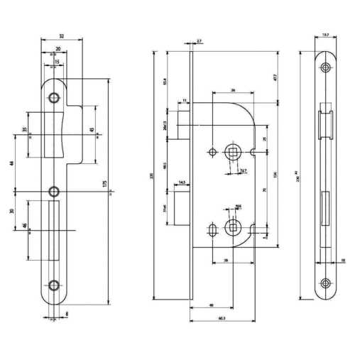 SERRURE D20 - AXE 40 - BEC DE CANE