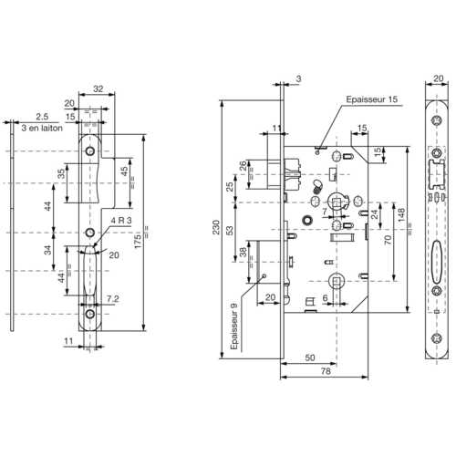 SERRURE D450 INOX - AXE 50 - CONDA.