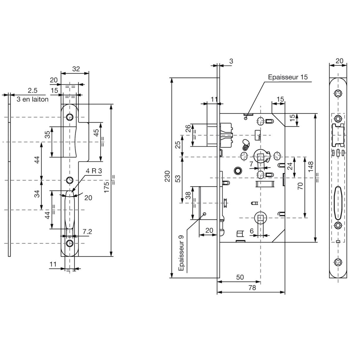 SERRURE D450 INOX - AXE 50 - CONDA.