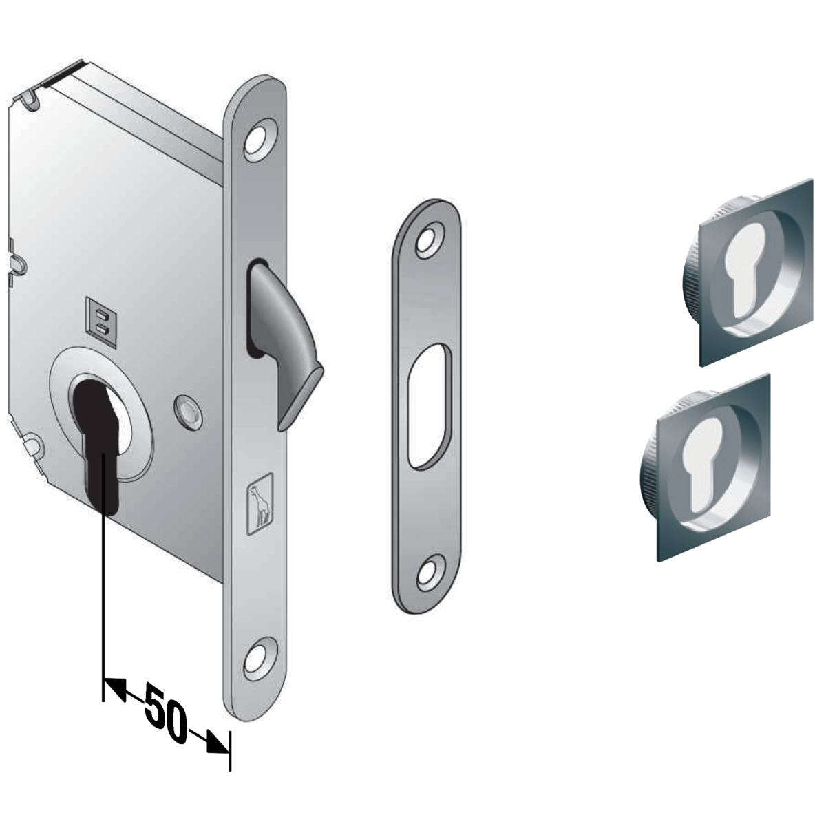 KIT SERRURE À CYLINDRE POUR PORTE À GALANDAGE