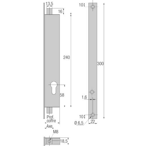 SERRURE 2 POINTS COFFRE 36 MM À TRINGLES 2271