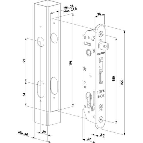 SERRURE DE PORTAIL BATTANT FORTYLOCK