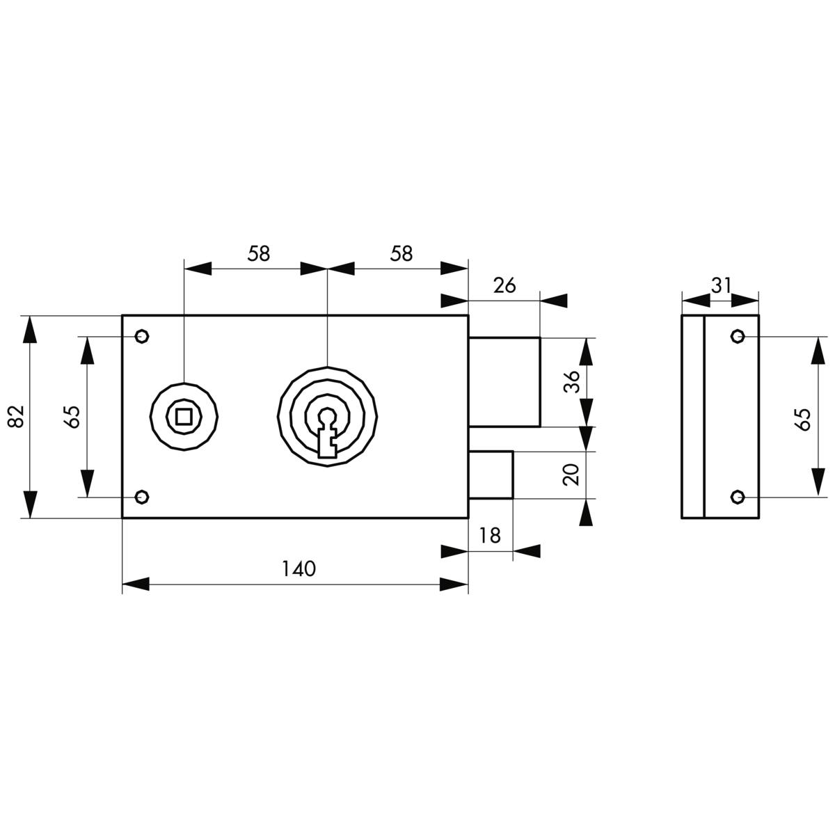 SERRURE HORIZONTALE À FOUILLOT GAUCHE POUR GRILLE ET PORTAIL
