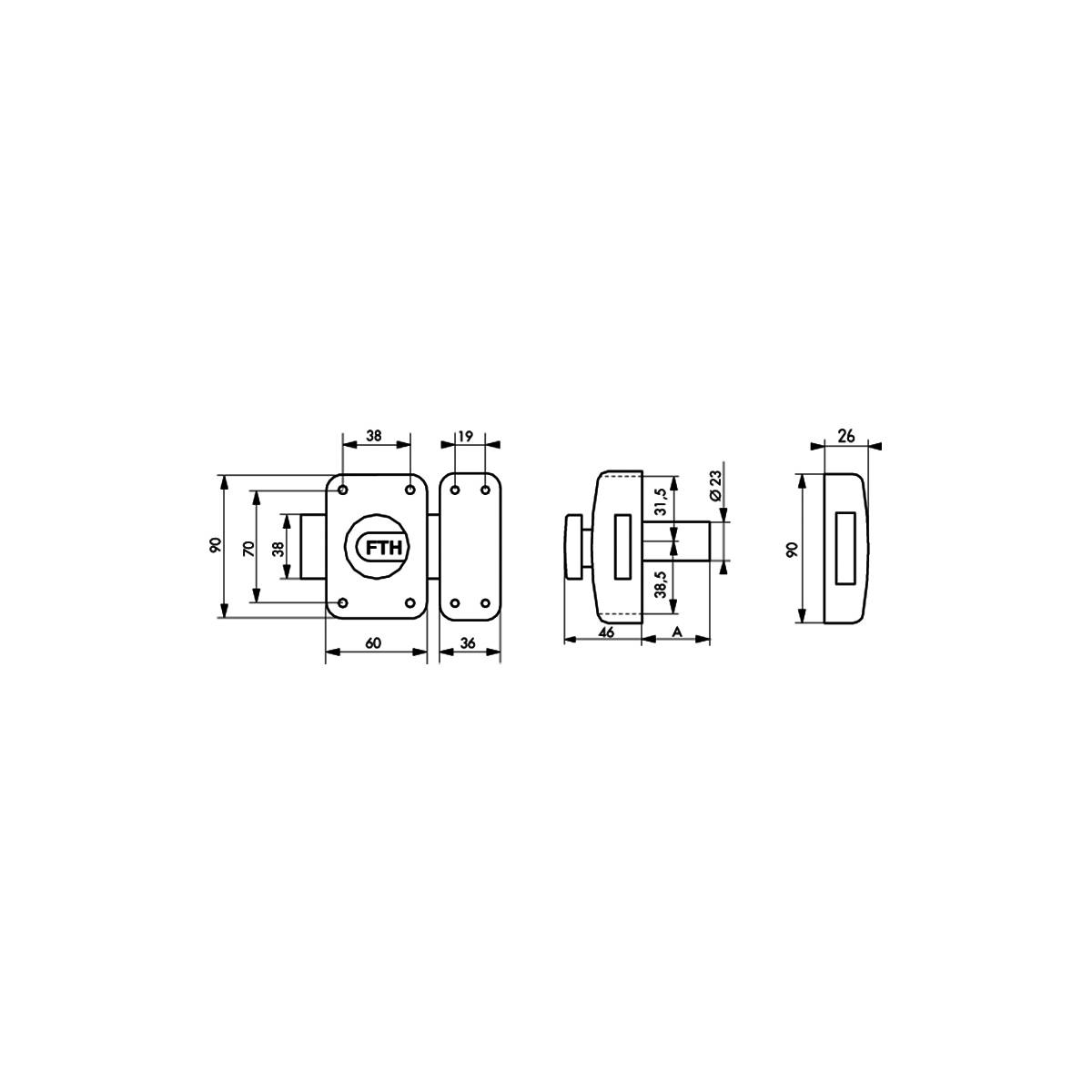 VERROU APACHE À CYLINDRE 40 MM ET BOUTON