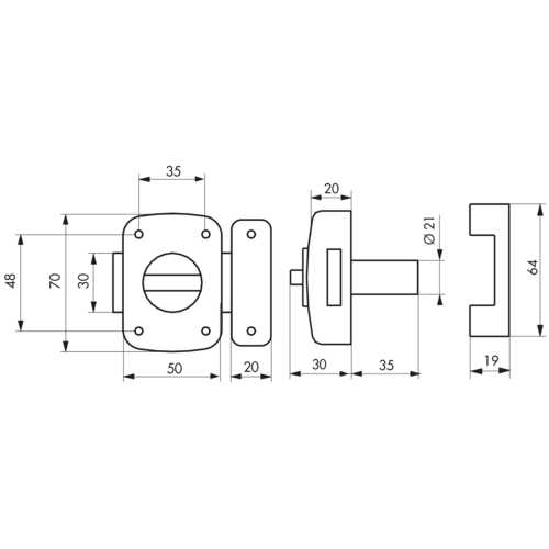 VERROU ALOUETTE À CYLINDRE 35 MM ET BOUTON