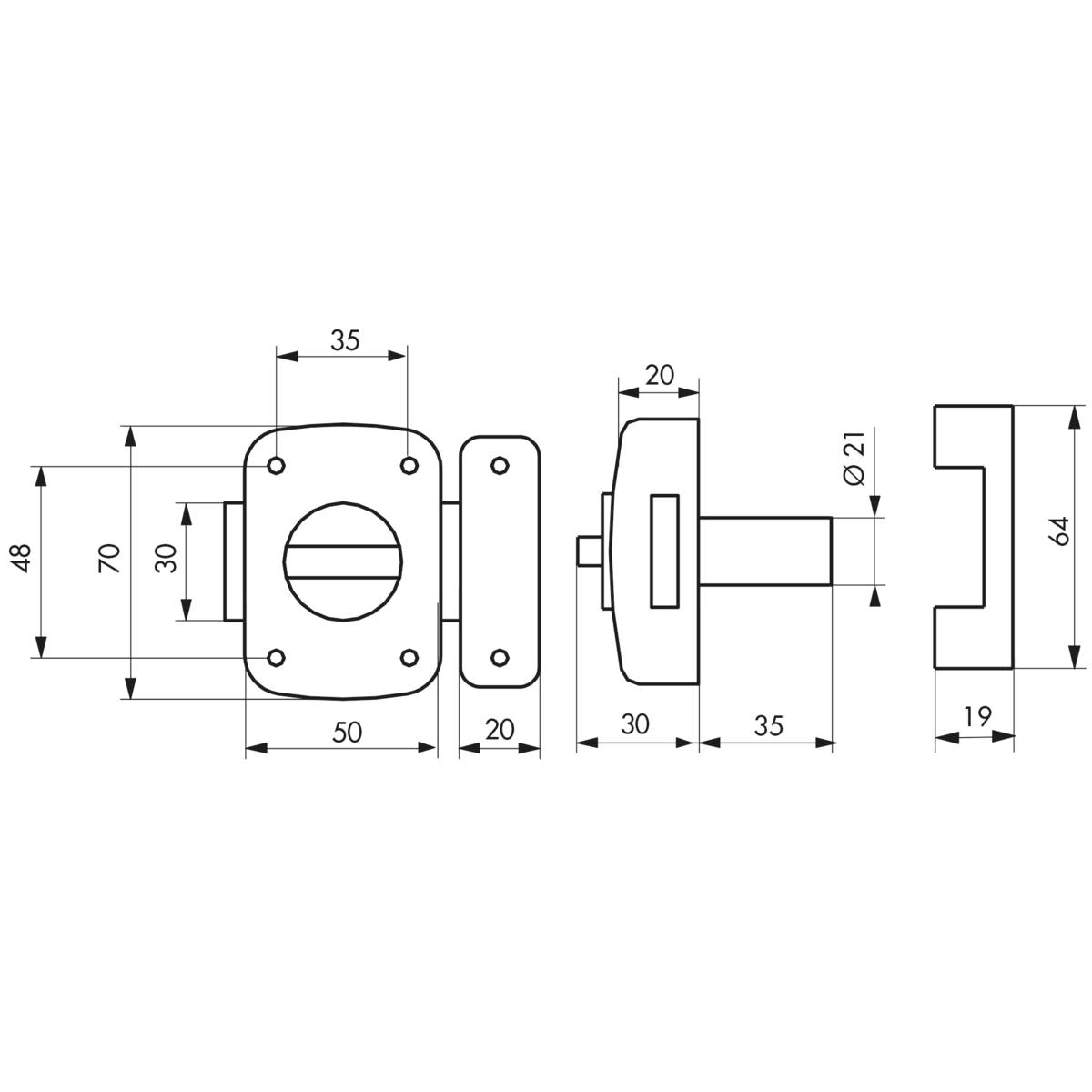 VERROU ALOUETTE À CYLINDRE 35 MM ET BOUTON