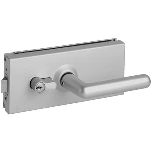 SERRURE DE MILIEU ALU NATUREL POUR PORTE VERRE