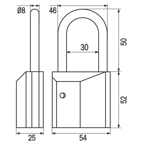 CADENAS GERA LAITON NICKELÉ ANSE INOX 50 MM POUR DEMI-CYLINDRE