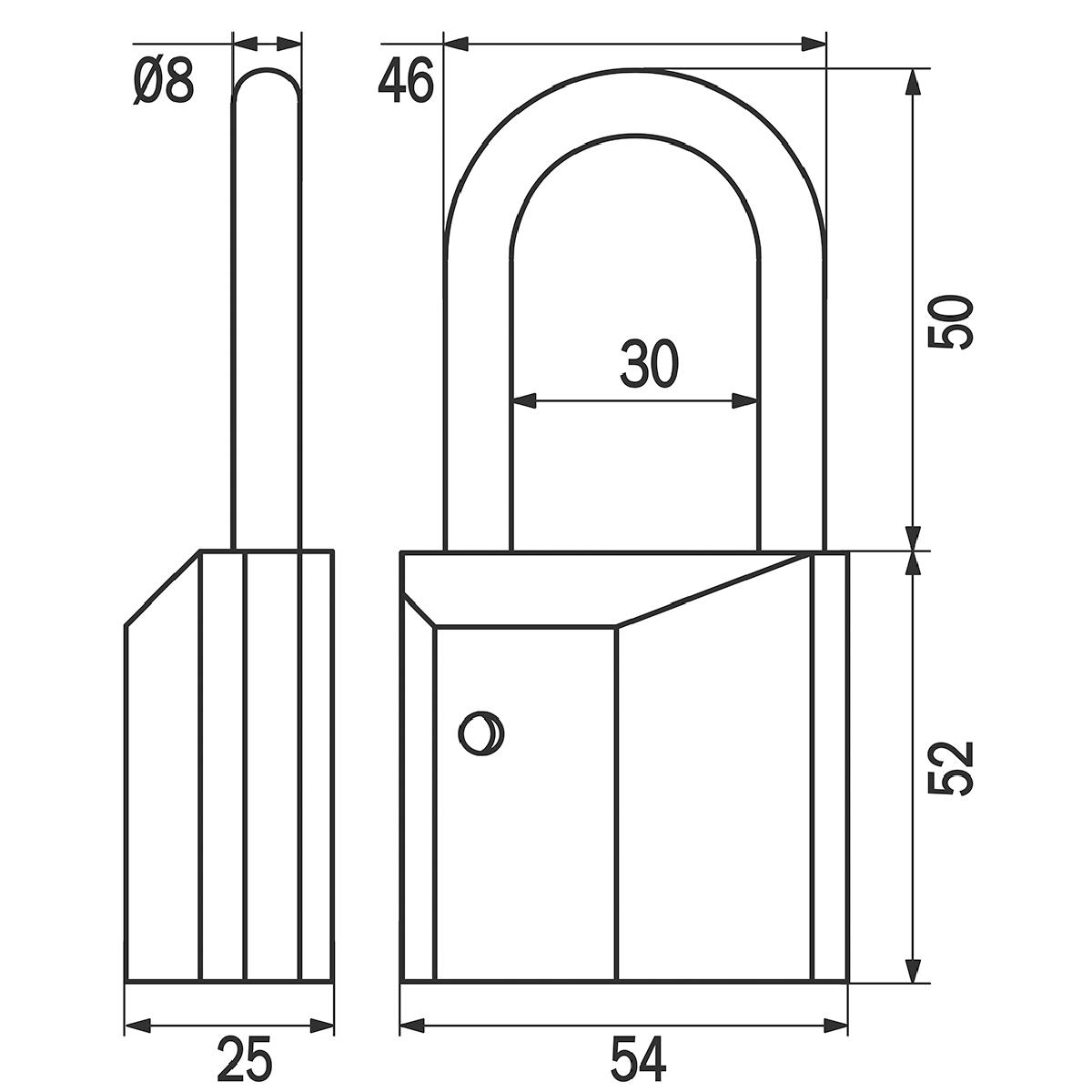 CADENAS GERA LAITON NICKELÉ ANSE INOX 50 MM POUR DEMI-CYLINDRE