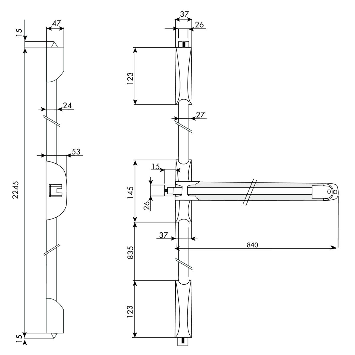 ANTI-PANIQUE IDEA BARRE COUPE-FEU - 1 POINT INOX