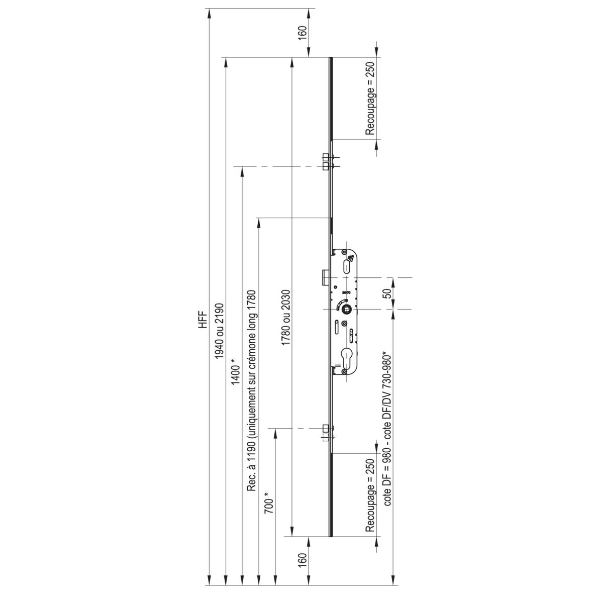 Cremone Barillet Ajustable Haut Et Bas Axe 25 Mm Cote D 980 Mm 011386 Reference Batiment