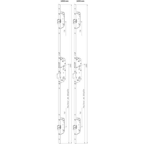 CRÉMONE SECURY AUTOMATIQUE SF2 - AXE 40 MM - COTE D : 1020 MM