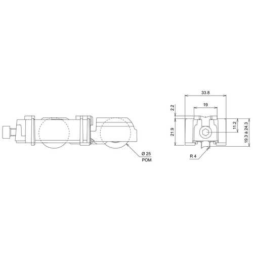 CHARIOT DOUBLE RÉGLABLE 160 KG POUR COULISSANTS ALUMINIUM