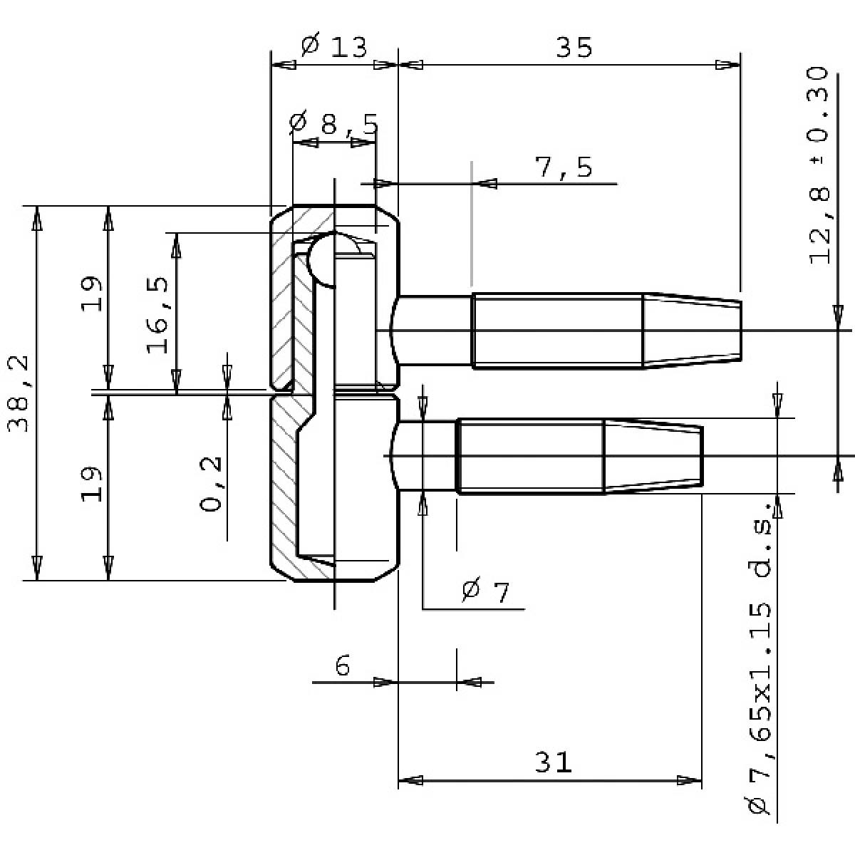 FICHE ACIER BICHROMATÉ Ø 13 MM 13 x 38