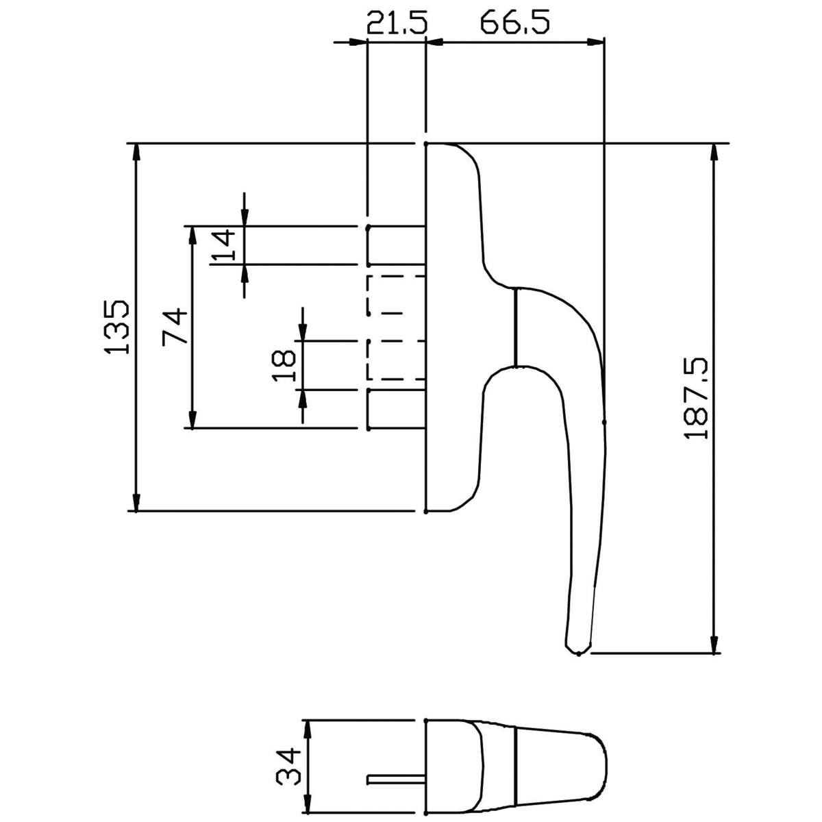 CRÉMONE D'OF 2 DOIGTS PRIMA NOIR 9005