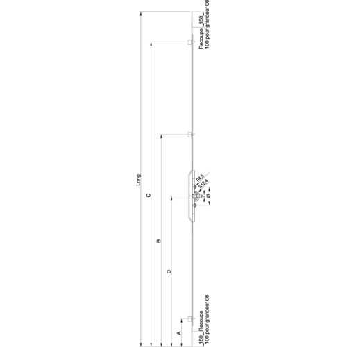 CRÉMONE VERROU AXE 7.5 - COTE D : 300 MM