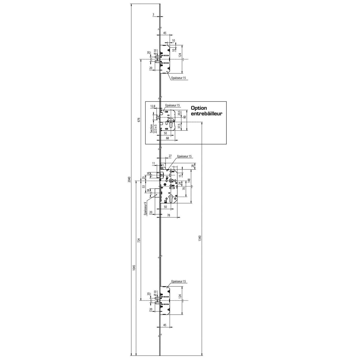 VACHETTE SÉRIE 5700 - AXE 50 MM - COTE D : 1045 MM