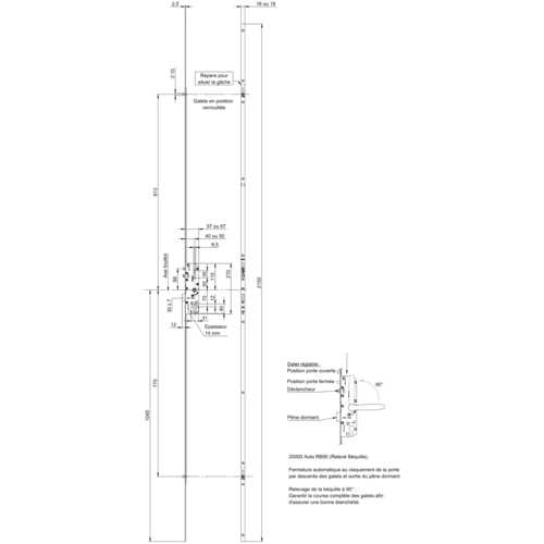 CRÉMONE BARILLET SÉRIE 20000 RB90 - AXE 50 MM - COTE D : 1045 MM