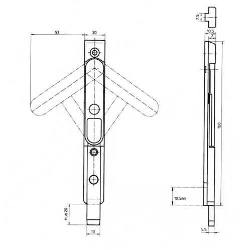 VERROU À LEVIER BLANC 9016 POUR GORGE 7/8-4