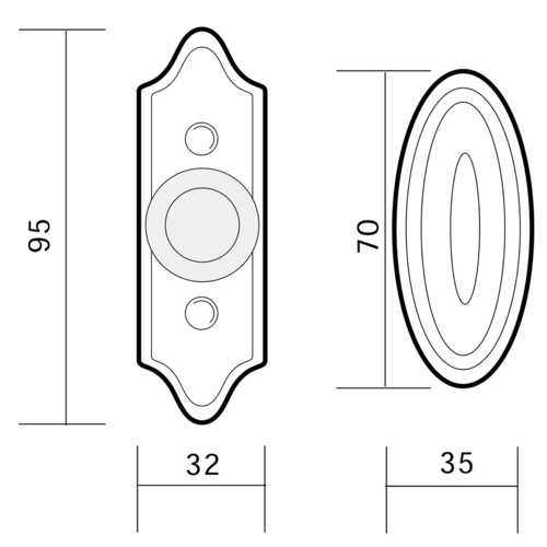 BOUTON OVALE ME SUR BOÎTIER DE CRÉMONE N°133