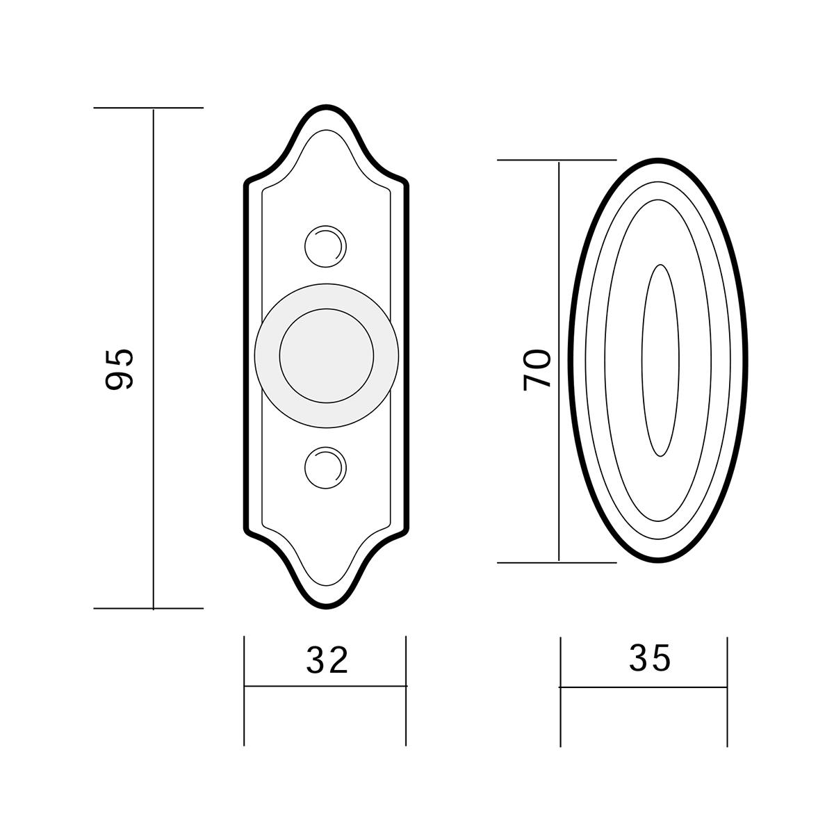 BOUTON OVALE ME SUR BOÎTIER DE CRÉMONE N°133