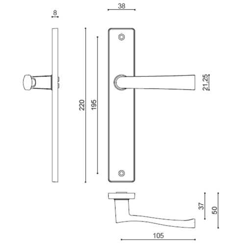 ENSEMBLE DE PORTE FLEX CONDA. SUR PLAQUE 195 MM CHROME SATIN