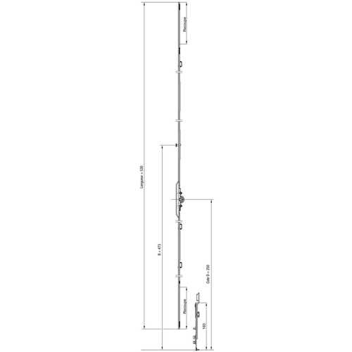 CRÉMONE OB AJUSTABLE HAUT ET BAS AXE 7.5 - COTE D : 250 MM