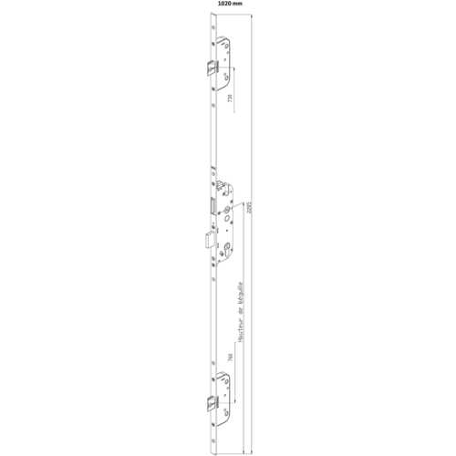 CRÉMONE SECURY AUTOMATIQUE SF2 - AXE 40 MM - COTE D : 1020 MM