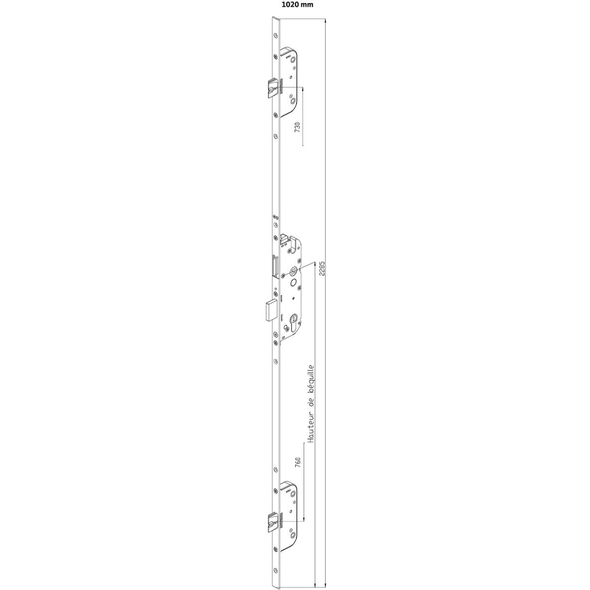 CRÉMONE SECURY AUTOMATIQUE SF2 - AXE 40 MM - COTE D : 1020 MM